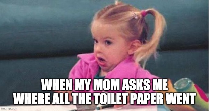 Full House Michelle Tanner | WHEN MY MOM ASKS ME WHERE ALL THE TOILET PAPER WENT | image tagged in full house michelle tanner | made w/ Imgflip meme maker
