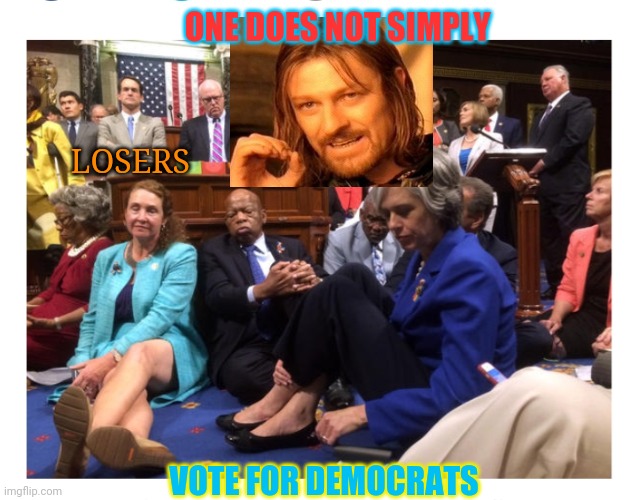 HELL NO! | ONE DOES NOT SIMPLY; LOSERS; VOTE FOR DEMOCRATS | image tagged in crying democrats,sucks,libtards,worst | made w/ Imgflip meme maker