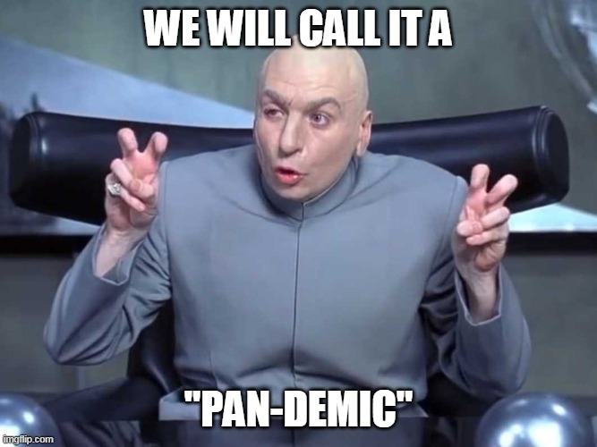 Dr Evil Quotes | WE WILL CALL IT A; "PAN-DEMIC" | image tagged in dr evil quotes | made w/ Imgflip meme maker