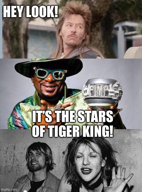 Running Away Balloon Meme | HEY LOOK! IT’S THE STARS OF TIGER KING! | image tagged in memes,tiger king | made w/ Imgflip meme maker