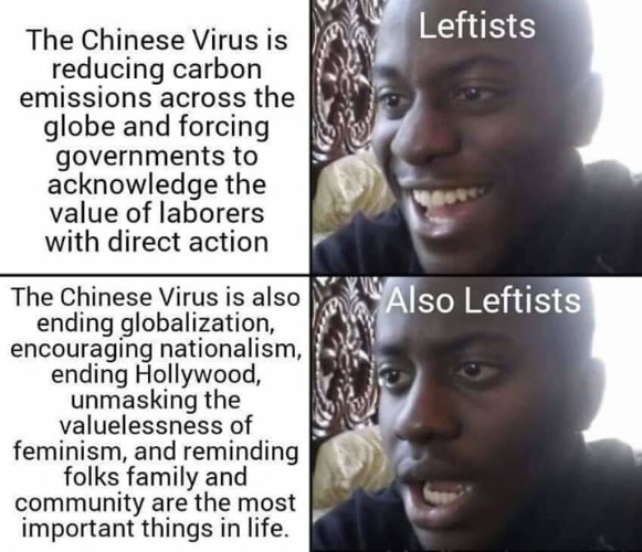 The Chinese virus is reducing carbon emissions across the globe | image tagged in triggering liberals,sjw triggered,leftists,carbon footprint,globalism,triggered | made w/ Imgflip meme maker