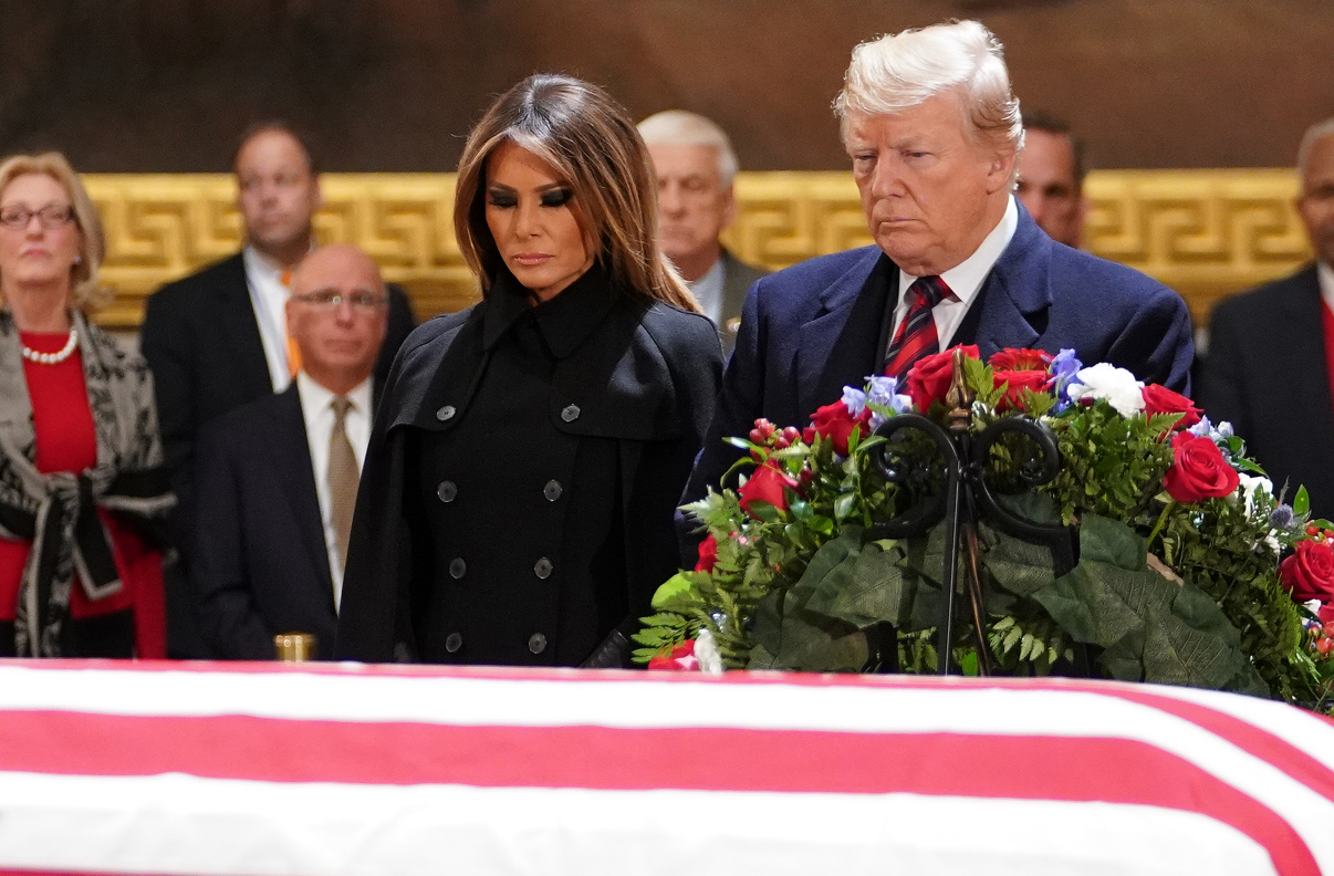 High Quality Trump Bush funeral casket flag Blank Meme Template