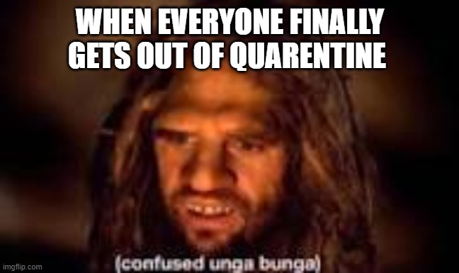 unga bunga | WHEN EVERYONE FINALLY GETS OUT OF QUARENTINE | image tagged in unga bunga | made w/ Imgflip meme maker