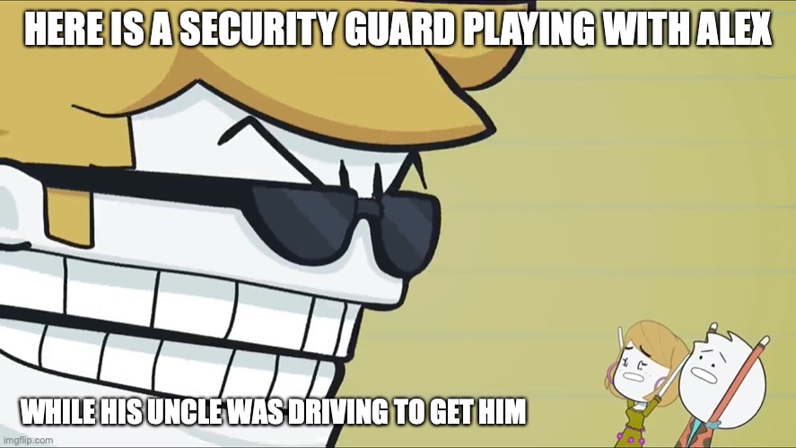 Getting Played at the High-Security Bank | HERE IS A SECURITY GUARD PLAYING WITH ALEX; WHILE HIS UNCLE WAS DRIVING TO GET HIM | image tagged in bank,youtube,alex clark,memes | made w/ Imgflip meme maker