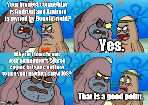 iOS 7 Sucks! | image tagged in memes,how tough are you,apple,andriod,ios7,google | made w/ Imgflip meme maker