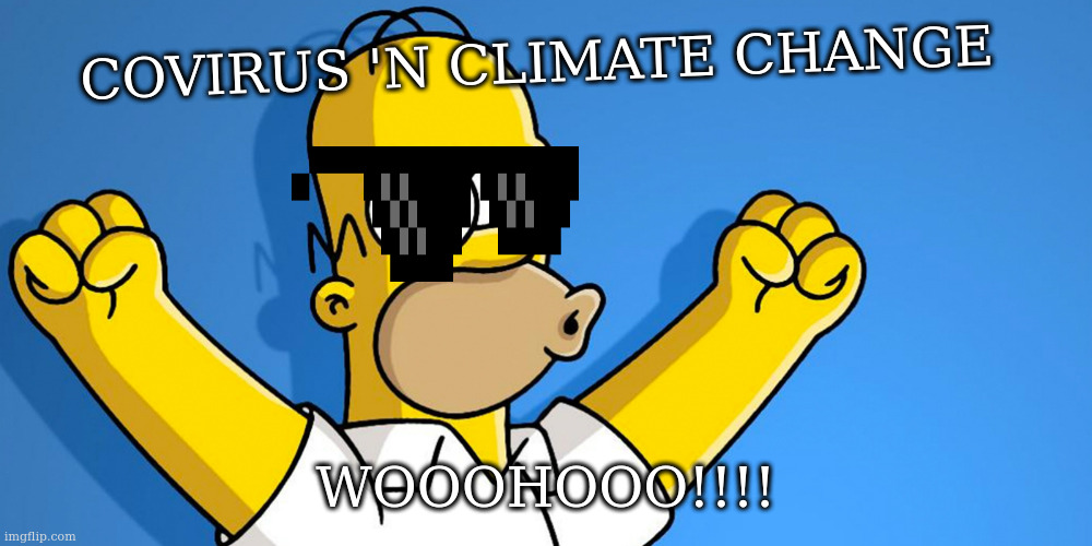 Woo Hoo | COVIRUS 'N CLIMATE CHANGE WOOOHOOO!!!! | image tagged in woo hoo | made w/ Imgflip meme maker
