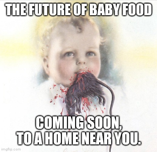 Your Future | THE FUTURE OF BABY FOOD; COMING SOON, TO A HOME NEAR YOU. | image tagged in baby,baby meme,memes,rats,food,in the future | made w/ Imgflip meme maker