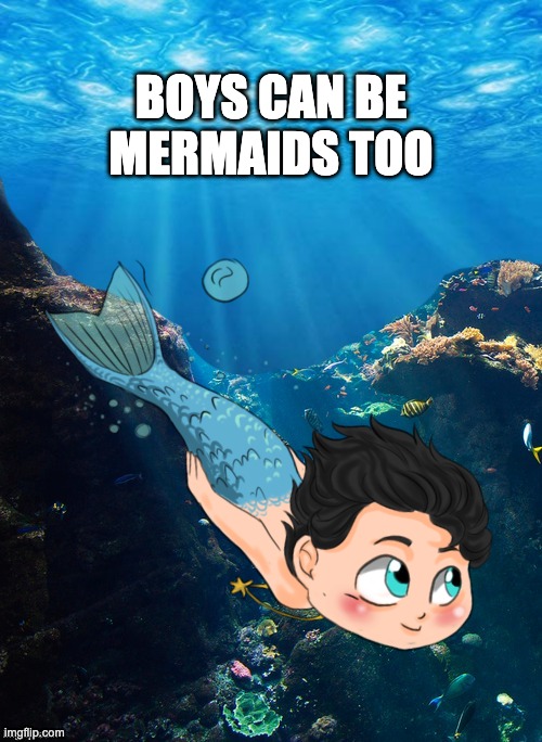 Boys can be mermaids too | BOYS CAN BE MERMAIDS TOO | image tagged in boys,mermaids,merman | made w/ Imgflip meme maker
