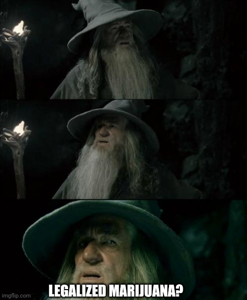 Confused Gandalf Meme | LEGALIZED MARIJUANA? | image tagged in memes,confused gandalf | made w/ Imgflip meme maker