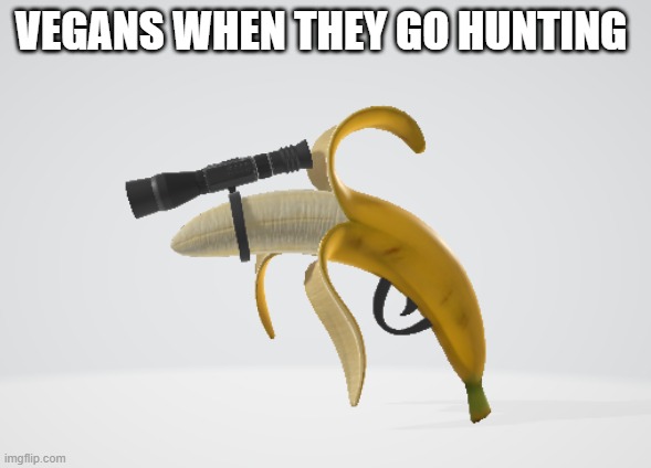 Don't take this seriously | VEGANS WHEN THEY GO HUNTING | image tagged in funny memes | made w/ Imgflip meme maker