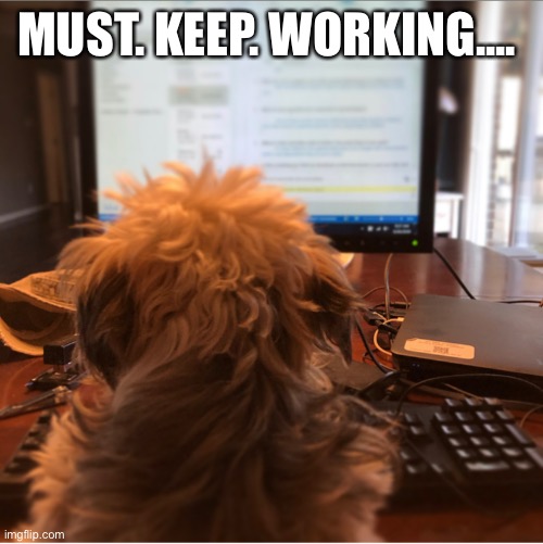 MUST. KEEP. WORKING.... | image tagged in hard at work,cant stop working | made w/ Imgflip meme maker