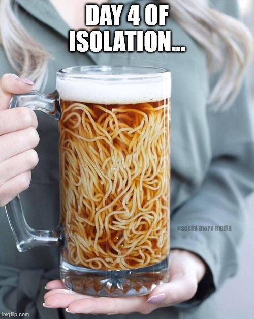 Covid-19 | DAY 4 OF ISOLATION... | image tagged in covid-19,coronavirus,isolation,cursed spaghetti,social more media | made w/ Imgflip meme maker