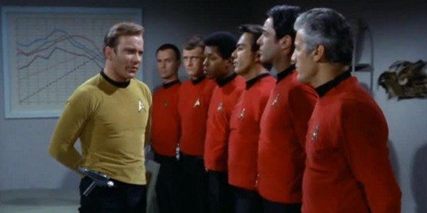 Captain Kirk and red shirts Blank Meme Template