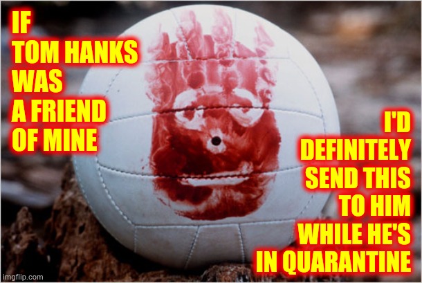 I'm Sorry Wilson | I'D DEFINITELY SEND THIS TO HIM WHILE HE'S IN QUARANTINE; IF TOM HANKS WAS A FRIEND OF MINE | image tagged in wilson volleyball castaway,memes,wilson,covid-19,quarantine,rod serling imagine if you will | made w/ Imgflip meme maker