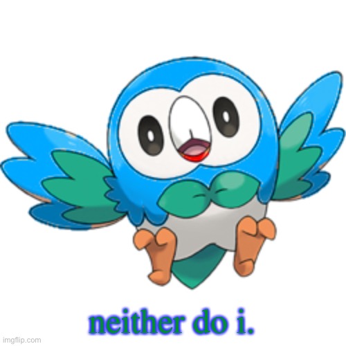neither do i. | image tagged in ron the rowlet | made w/ Imgflip meme maker