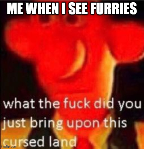 What the fuck did you just bring upon this cursed land | ME WHEN I SEE FURRIES | image tagged in what the fuck did you just bring upon this cursed land | made w/ Imgflip meme maker