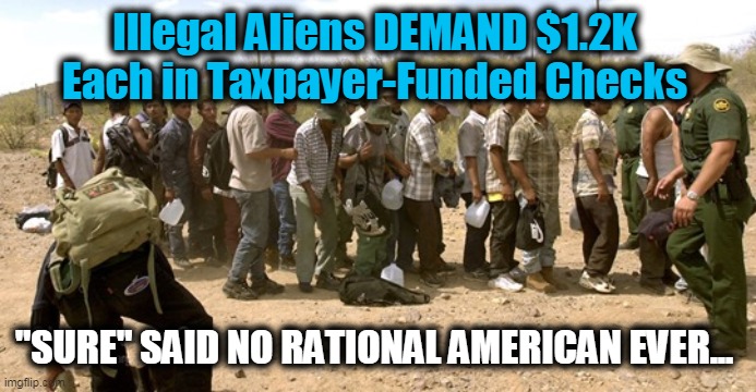 Your Check is NOT in the Mail... | Illegal Aliens DEMAND $1.2K Each in Taxpayer-Funded Checks; "SURE" SAID NO RATIONAL AMERICAN EVER... | image tagged in politics,political meme,wtf,democrats,liberals,crazy liberals | made w/ Imgflip meme maker