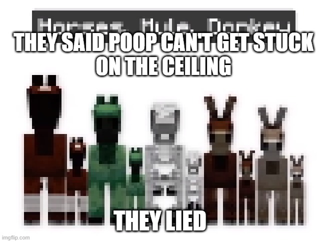 poop stuck on the ceiling | THEY SAID POOP CAN'T GET STUCK
ON THE CEILING; THEY LIED | image tagged in poop stuck on the ceiling | made w/ Imgflip meme maker