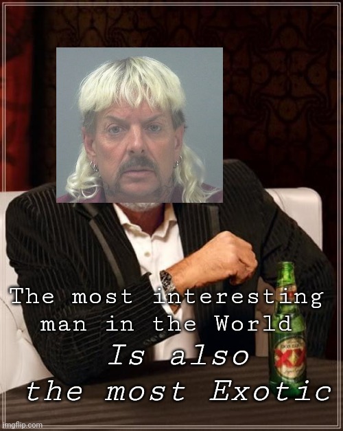 Did equis guy | The most interesting man in the World; Is also the most Exotic | image tagged in did equis guy | made w/ Imgflip meme maker