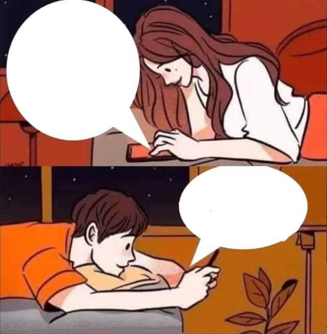 Boy and girl texting Blank Meme Template