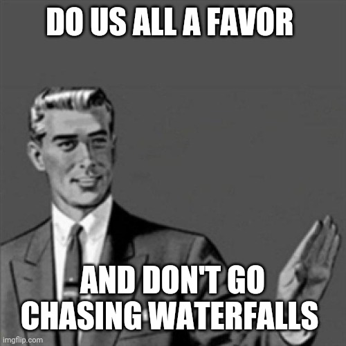 TLC reference | DO US ALL A FAVOR; AND DON'T GO CHASING WATERFALLS | image tagged in correction guy,memes,tlc,funny meme,tlc quote | made w/ Imgflip meme maker