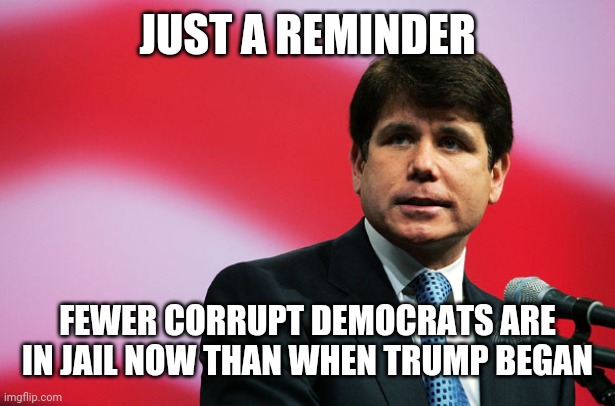 Rod Blagojevich | JUST A REMINDER FEWER CORRUPT DEMOCRATS ARE IN JAIL NOW THAN WHEN TRUMP BEGAN | image tagged in rod blagojevich | made w/ Imgflip meme maker