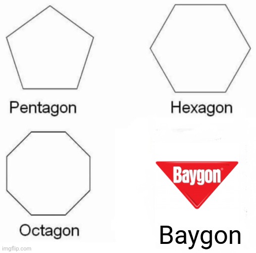 Pentagon Hexagon Octagon Meme | Baygon | image tagged in memes,pentagon hexagon octagon | made w/ Imgflip meme maker