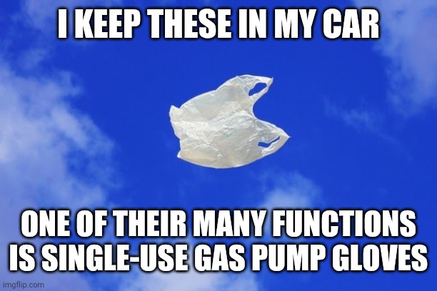 Litter | I KEEP THESE IN MY CAR ONE OF THEIR MANY FUNCTIONS IS SINGLE-USE GAS PUMP GLOVES | image tagged in litter | made w/ Imgflip meme maker
