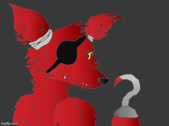 A digital drawing of Foxy the Pirate Fox. Maybe I drew it for Ememeon. | image tagged in foxy,fnaf,digital art,drawing,ememeon | made w/ Imgflip meme maker