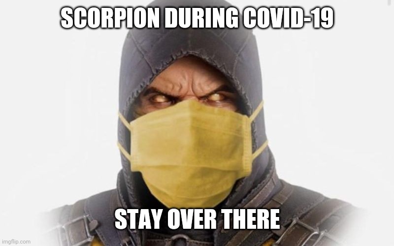 Scorpion medical mask | SCORPION DURING COVID-19; STAY OVER THERE | image tagged in scorpion medical mask | made w/ Imgflip meme maker