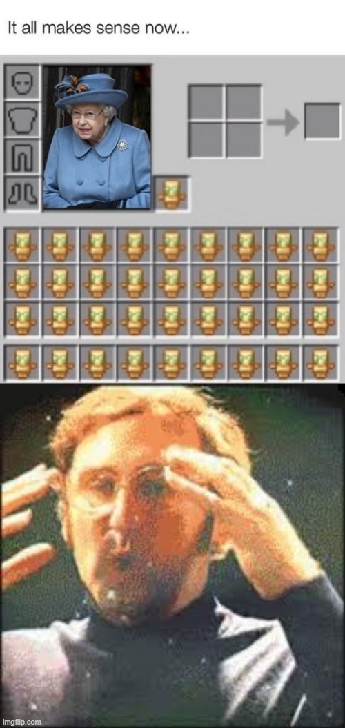 This Explains EVERYTHING! | image tagged in mind blown,funny,queen elizabeth,minecraft,wtf | made w/ Imgflip meme maker