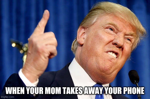 Donald Trump | WHEN YOUR MOM TAKES AWAY YOUR PHONE | image tagged in donald trump | made w/ Imgflip meme maker