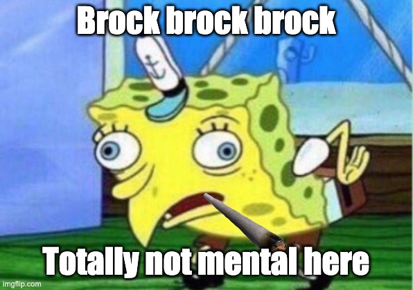 Mocking Spongebob Meme | Brock brock brock; Totally not mental here | image tagged in i have never met this man in my life | made w/ Imgflip meme maker