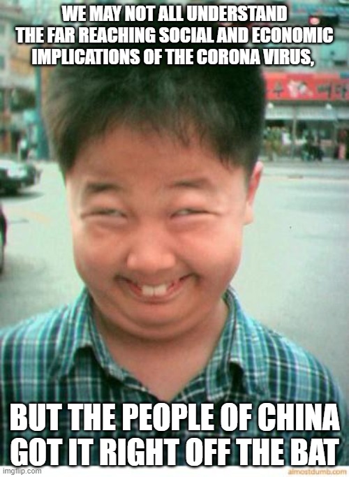 Corona Facts | WE MAY NOT ALL UNDERSTAND THE FAR REACHING SOCIAL AND ECONOMIC IMPLICATIONS OF THE CORONA VIRUS, BUT THE PEOPLE OF CHINA GOT IT RIGHT OFF THE BAT | image tagged in coronavirus,covid-19,covid19,quarantine | made w/ Imgflip meme maker