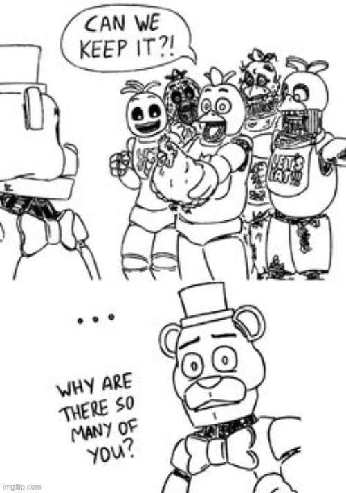 image tagged in fnaf,five nights at freddys,chica,freddy fazbear | made w/ Imgflip meme maker