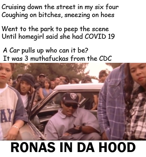 High Quality Eazy E Rona In Da Hood Blank Meme Template