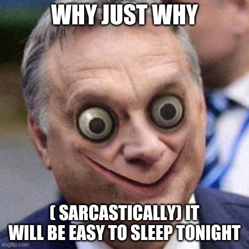 Momorban | WHY JUST WHY; ( SARCASTICALLY) IT WILL BE EASY TO SLEEP TONIGHT | image tagged in momorban | made w/ Imgflip meme maker