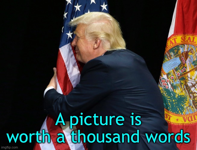 So blessed to have this man leading our country | A picture is worth a thousand words | image tagged in trump 2020,one nation under god | made w/ Imgflip meme maker