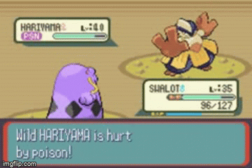 Swalot poisons Hariyama! | image tagged in gifs,poison,gaming,pokemon | made w/ Imgflip video-to-gif maker