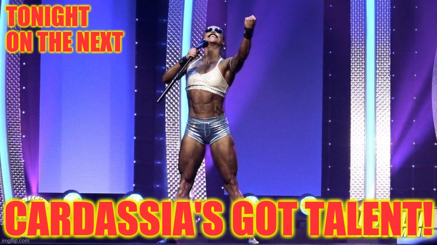 Cardassia's Got Talent | TONIGHT
ON THE NEXT; CARDASSIA'S GOT TALENT! | image tagged in cardassia's got talent | made w/ Imgflip meme maker