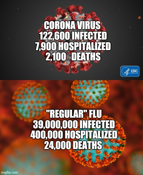 Corona vs flu Blank Meme Template