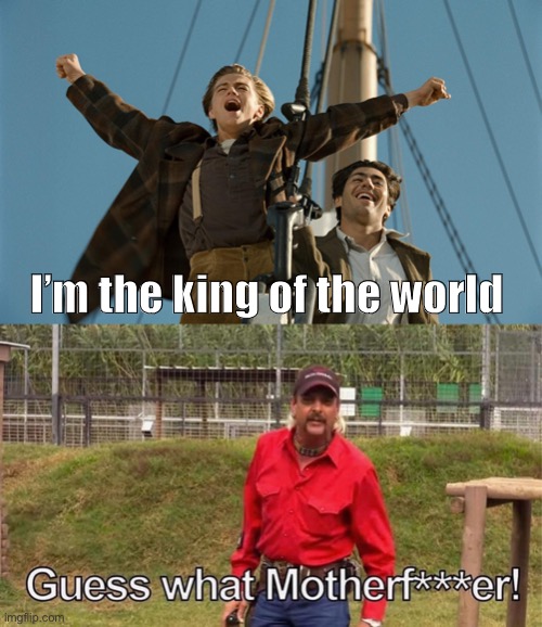 I’m the king of the world | image tagged in the tiger king,joe exotic | made w/ Imgflip meme maker