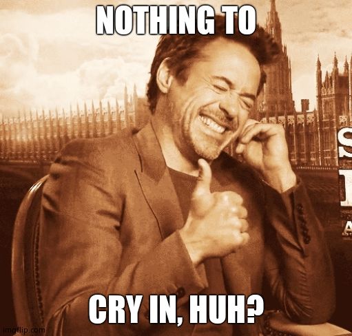 laughing | NOTHING TO CRY IN, HUH? | image tagged in laughing | made w/ Imgflip meme maker