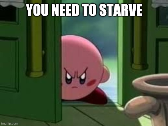 Pissed off Kirby | YOU NEED TO STARVE | image tagged in pissed off kirby | made w/ Imgflip meme maker