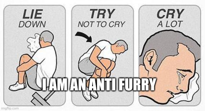 cry a lot | I AM AN ANTI FURRY | image tagged in cry a lot | made w/ Imgflip meme maker