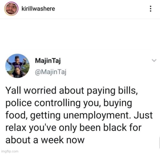 Repost. Damn this hits hard | image tagged in black,covid-19,coronavirus,poverty,unemployment,rent | made w/ Imgflip meme maker