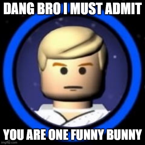 DANG BRO I MUST ADMIT; YOU ARE ONE FUNNY BUNNY | image tagged in memes,star wars,lego | made w/ Imgflip meme maker