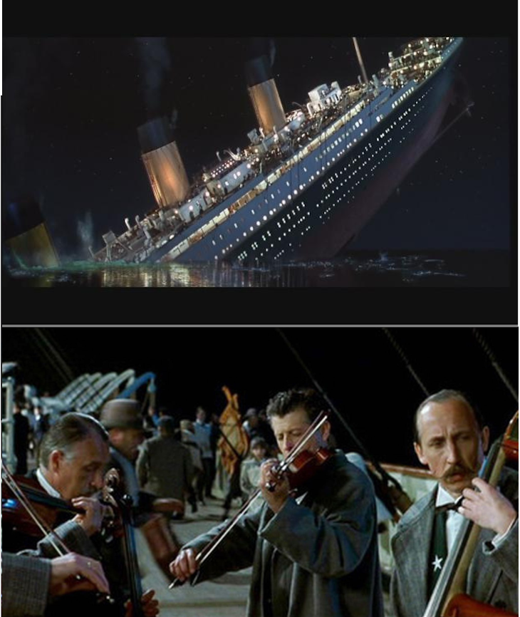 Titanic Sinking and Musicians Blank Meme Template