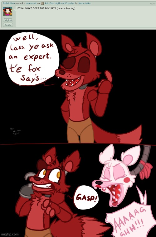 image tagged in what does the fox say,foxy,foxy five nights at freddy's,mangle,five nights at freddys,fnaf | made w/ Imgflip meme maker
