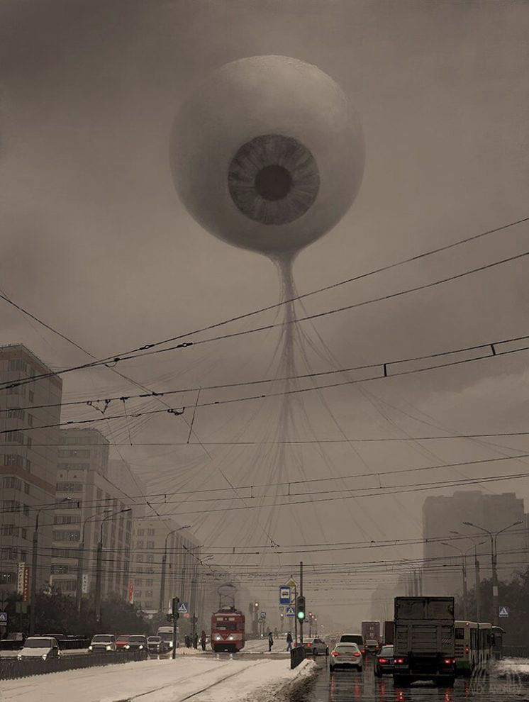 Giant Eye Staring At The City Blank Meme Template